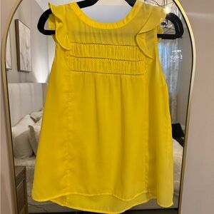 Yellow Sleeveless Ruffle Blouse